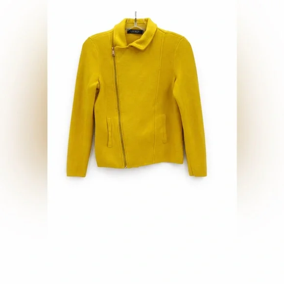 Lauren Ralph Lauren Cotton-Blend Moto Asymmetrical Zip Tailored Jacket SZ-M - Picture 2 of 16